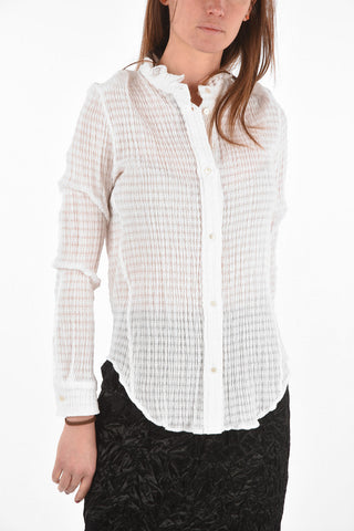 Camicia in Cotone Stretch con colletto Arricciato