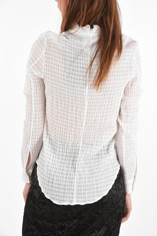 Camicia in Cotone Stretch con colletto Arricciato