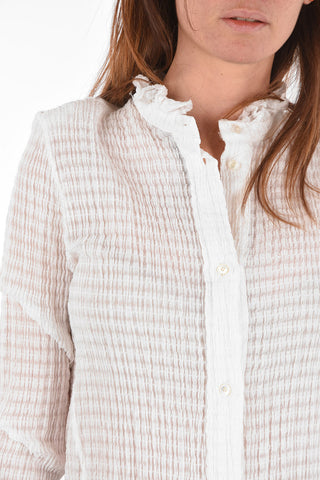 Camicia in Cotone Stretch con colletto Arricciato