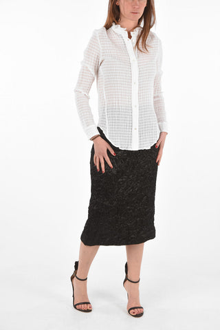 Camicia in Cotone Stretch con colletto Arricciato
