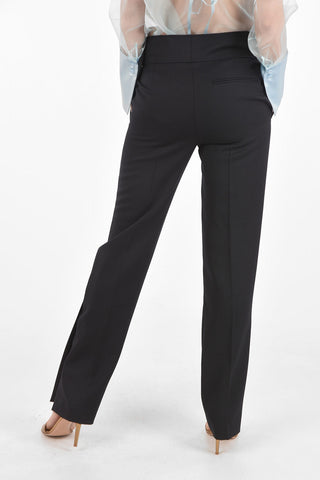 virgin wool high-rise waist pants with split ankle