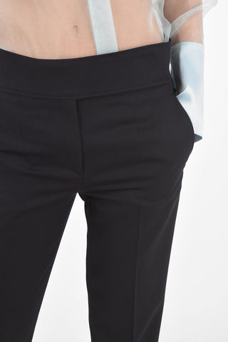 virgin wool high-rise waist pants with split ankle