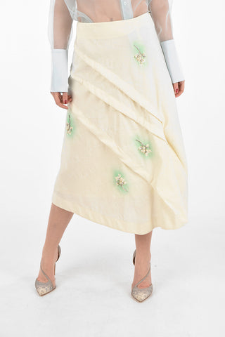 below knee draped skirt with Jewel Applications 