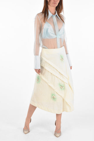 below knee draped skirt with Jewel Applications 