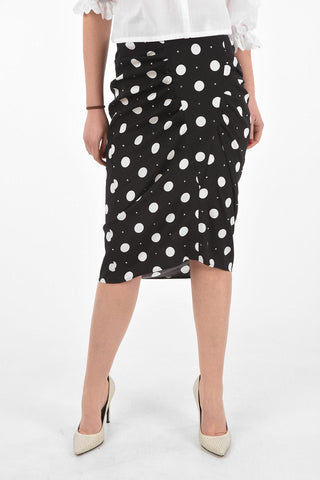 Polka Dot Pencil Skirt with Jewel Applications