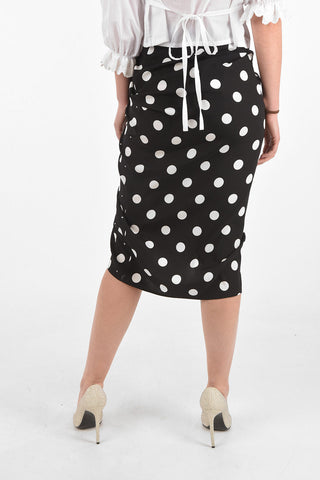 Polka Dot Pencil Skirt with Jewel Applications