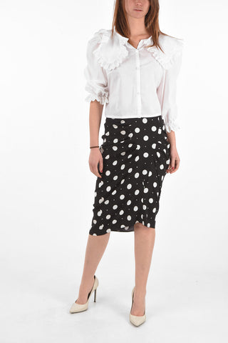 Polka Dot Pencil Skirt with Jewel Applications