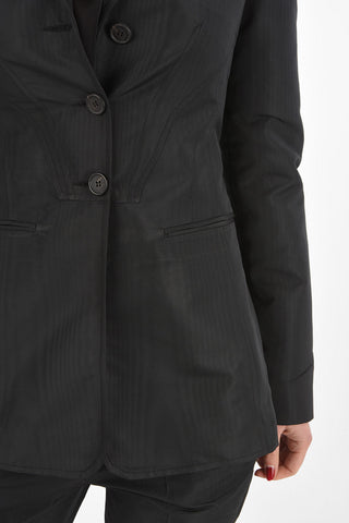no vent notch lapel 3-button blazer