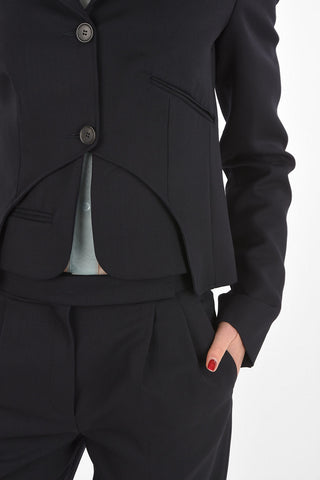virgin wool notch lapel 2-button blazer