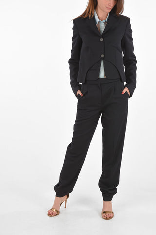 virgin wool notch lapel 2-button blazer