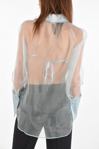 silk sheer Shirt with removable bra