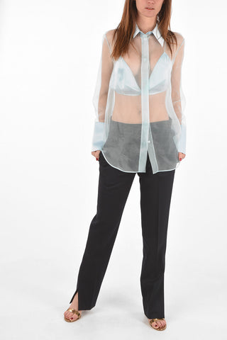 silk sheer Shirt with removable bra