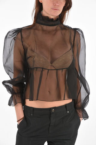 organza JEANNE blouse with Ribbon Closure on the Back