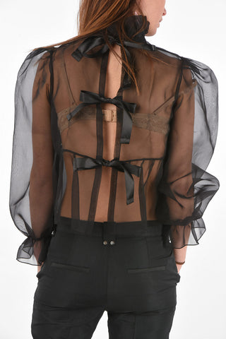 organza JEANNE blouse with Ribbon Closure on the Back