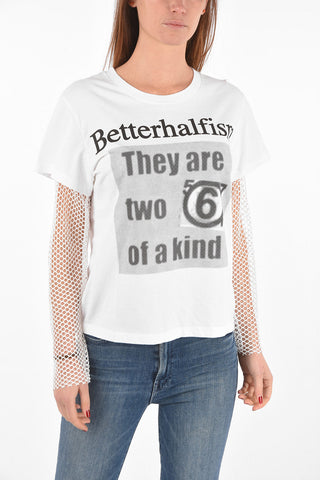 MM6 T-shirt with Openwork Sleeves