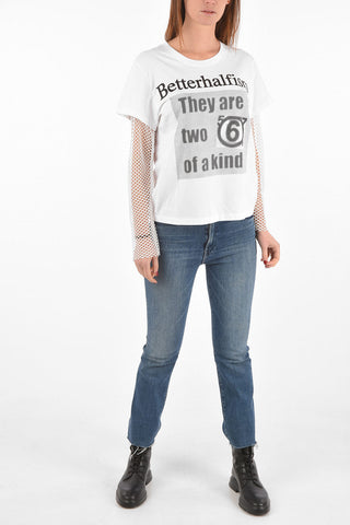 MM6 T-shirt with Openwork Sleeves