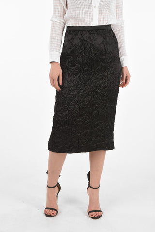 Creased Satin Pencil Skirt