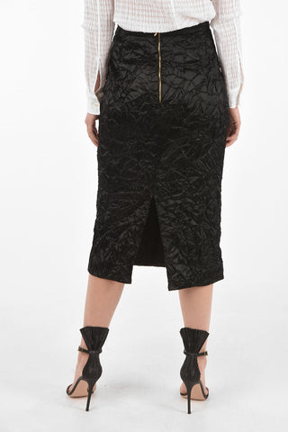 Creased Satin Pencil Skirt