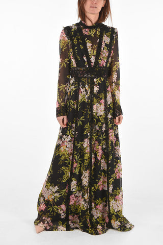 floral-printed georgette maxi dress with Ruffles
