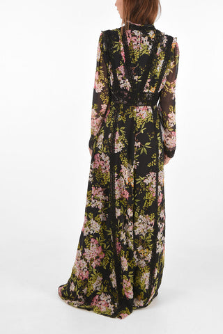 floral-printed georgette maxi dress with Ruffles