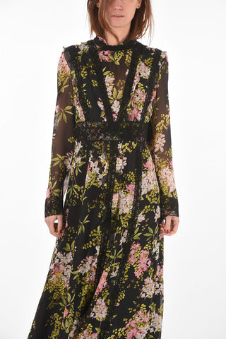 floral-printed georgette maxi dress with Ruffles
