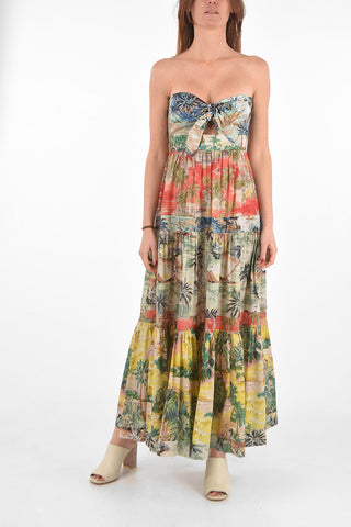 Printed Maxi Dress JULIETTE with Bow on Front