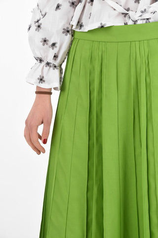pleated midi skirt with side zip closure