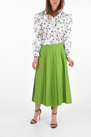 pleated midi skirt with side zip closure