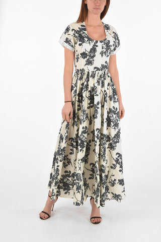 Floral Printed SANDRA Maxi Dress with Pleats