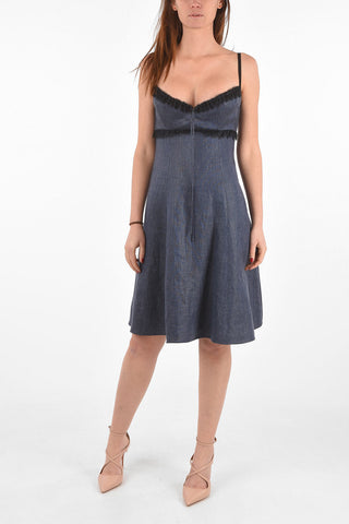 flax blend SELMA a-line dress with lace details