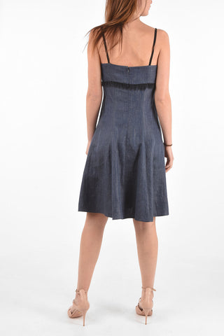 flax blend SELMA a-line dress with lace details