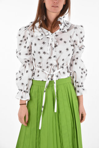 floral embroidered SERENA tie neck Blouse