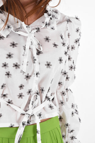 floral embroidered SERENA tie neck Blouse