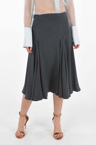 silk SHANA midi skirt with pleat details