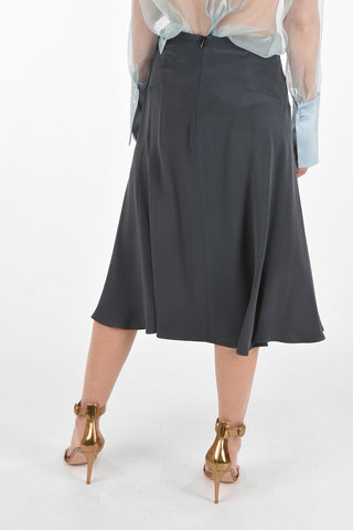 silk SHANA midi skirt with pleat details