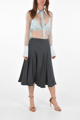 silk SHANA midi skirt with pleat details
