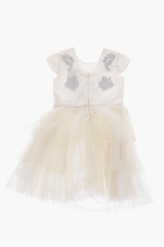 vestito BRIGITTE in seta con tulle e gioielli senza manica