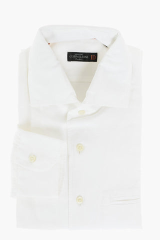 ID Linen and Cotton Shirt with Standard Collar and Breast-pocket