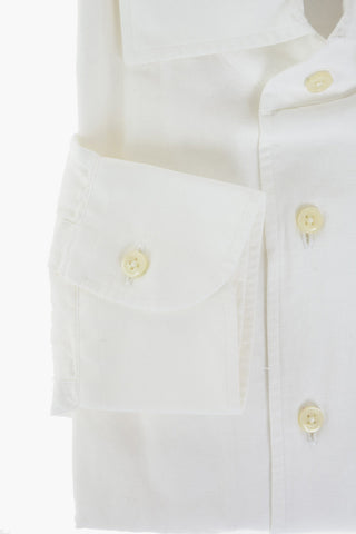 ID Linen and Cotton Shirt with Standard Collar and Breast-pocket