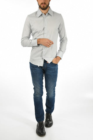 ID Herringbone Cotton Shirt with Spread Collar