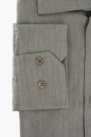 ID Herringbone Cotton Shirt with Spread Collar