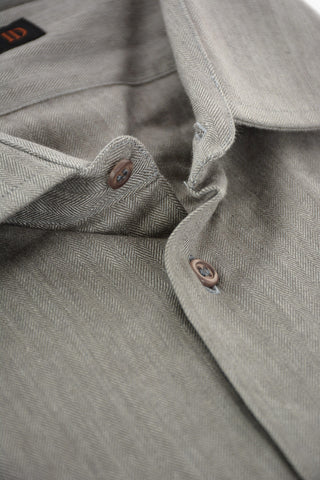 ID Herringbone Cotton Shirt with Spread Collar