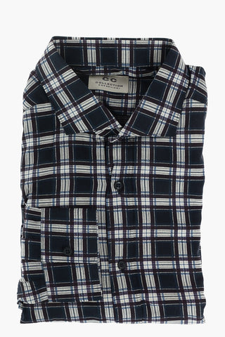 CC COLLECTION Camicia Plaid Check in Cotone con Collo Francese