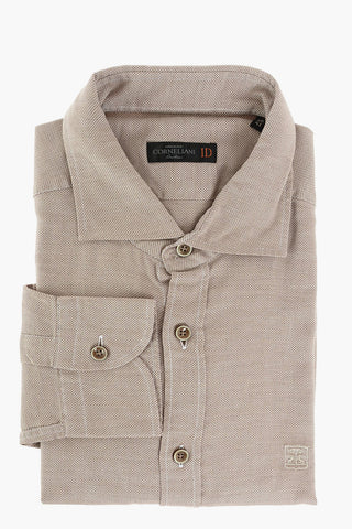 ID Hopsack Cotton Shirt with Embroidered Logo
