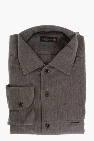 ID Herringbone Cotton Shirt with Breast-pocket