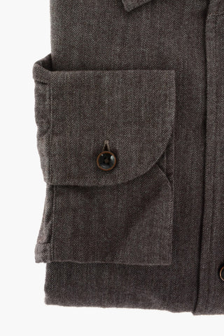 ID Herringbone Cotton Shirt with Breast-pocket