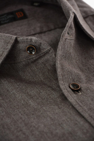 ID Herringbone Cotton Shirt with Breast-pocket