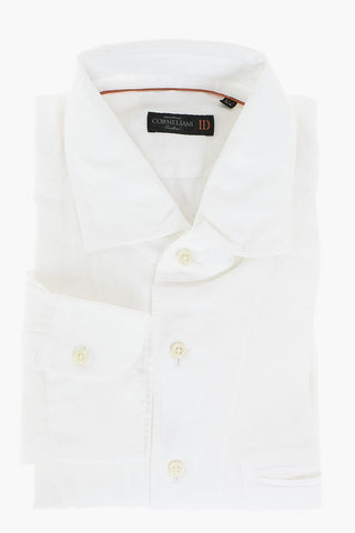 ID Camicia in Lino con Collo Francese e Taschino