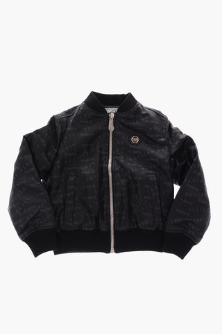 faux leather all over printed PP bomber