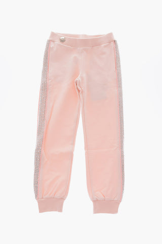 pantaloni Jogging  con banda laterale in strass